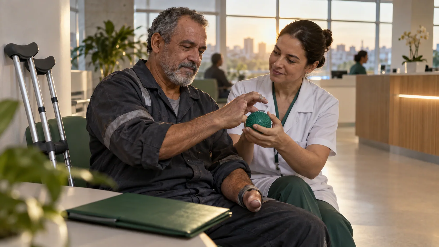 Cena editorial realista sobre Amputação de Dedo da Mão, produzida para o Garante Direito