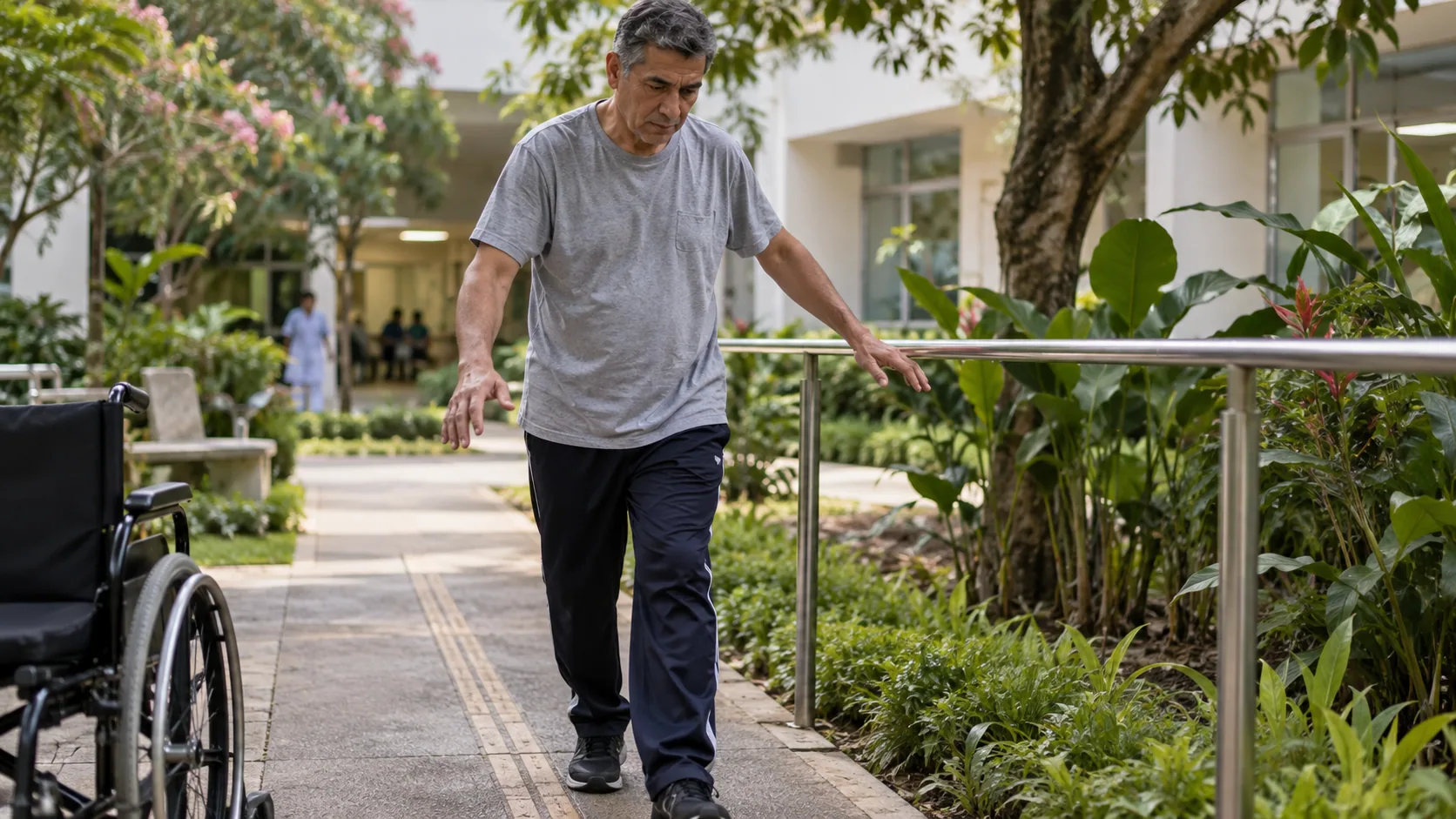 Cena editorial realista sobre Ataxia Espinocerebelar, produzida para o Garante Direito