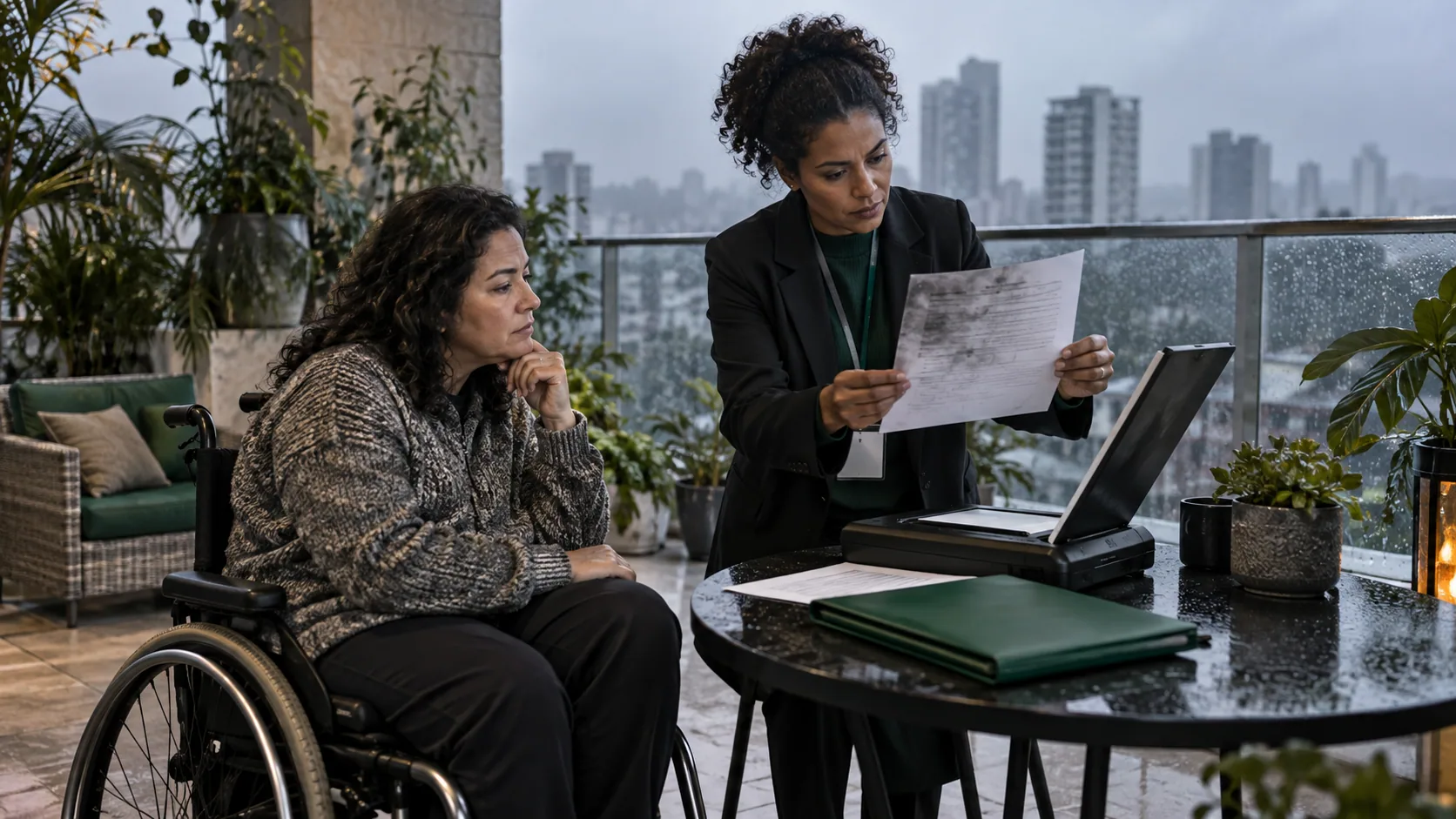 Cena editorial realista sobre Atestmed com Documento Ilegível, produzida para o Garante Direito
