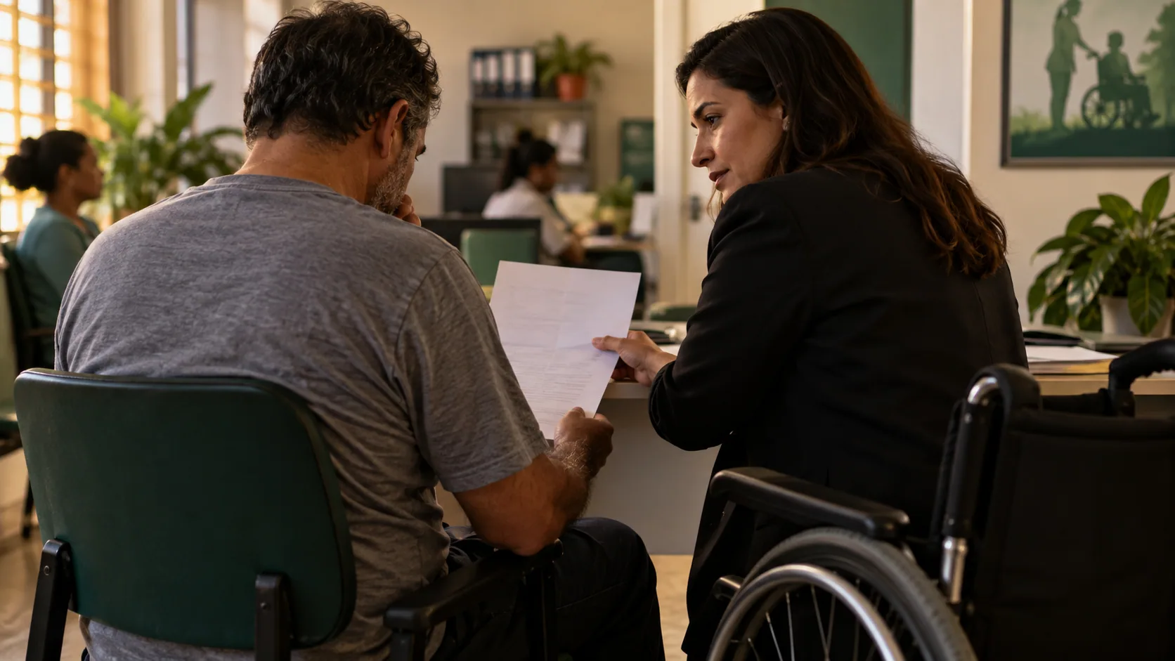 Cena editorial realista sobre Benefício Indeferido por Falta de Incapacidade, produzida para o Garante Direito