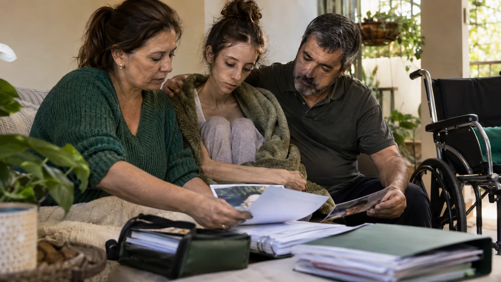 Cena editorial realista sobre Anorexia nervosa grave e prolongada, produzida para o Garante Direito