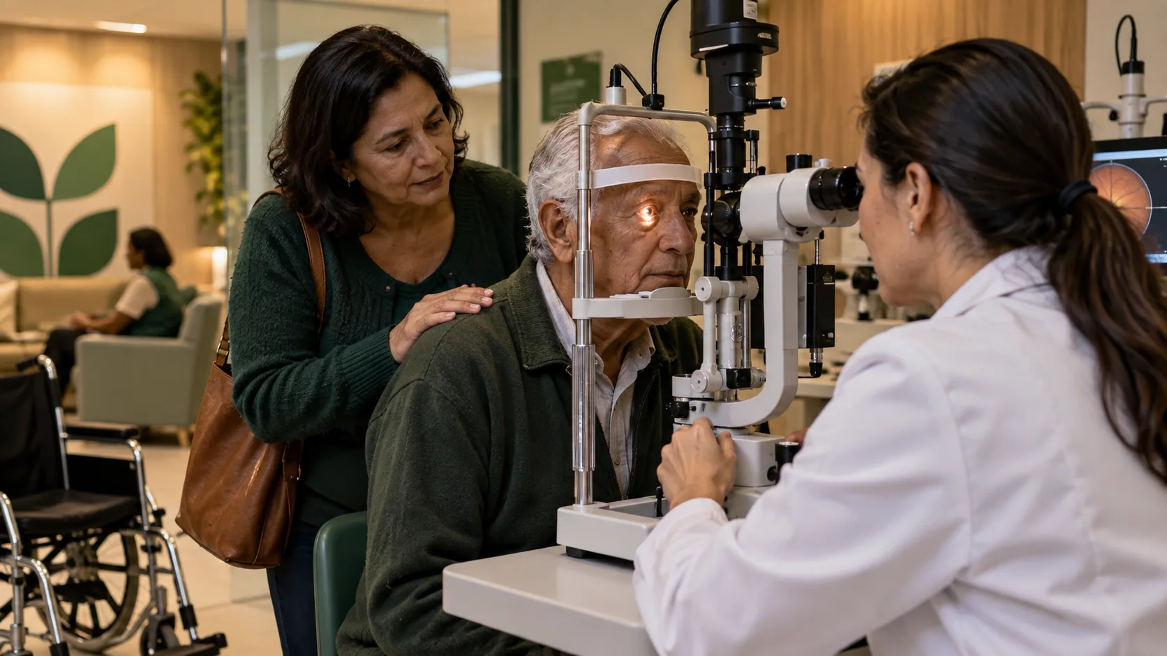 Cena editorial realista sobre Cirurgia de Catarata com complicações, produzida para o Garante Direito