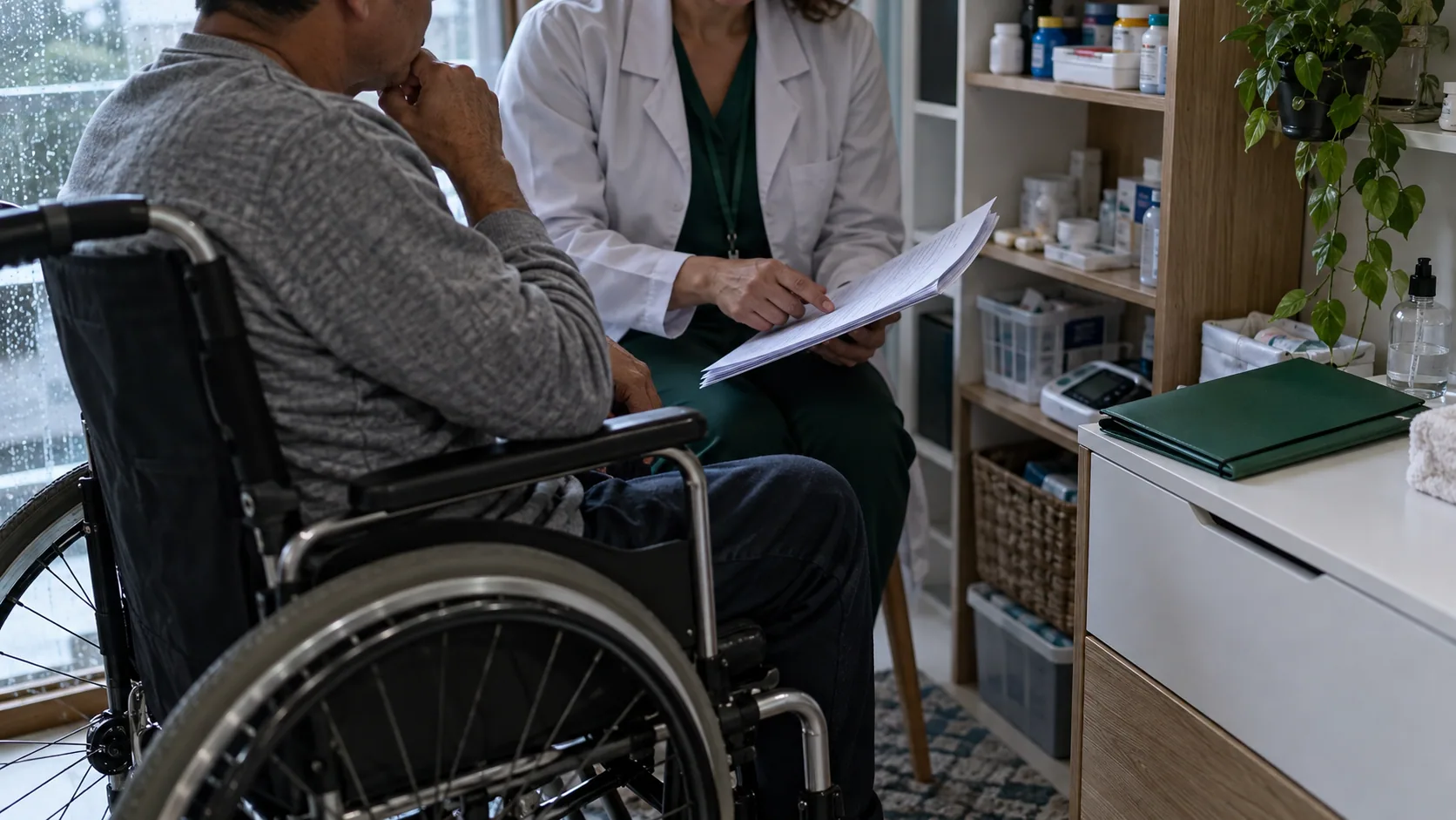 Cena editorial realista sobre Laudo Médico Sozinho Garante o BPC? Entenda a Análise de Barreiras, produzida para o Garante Direito