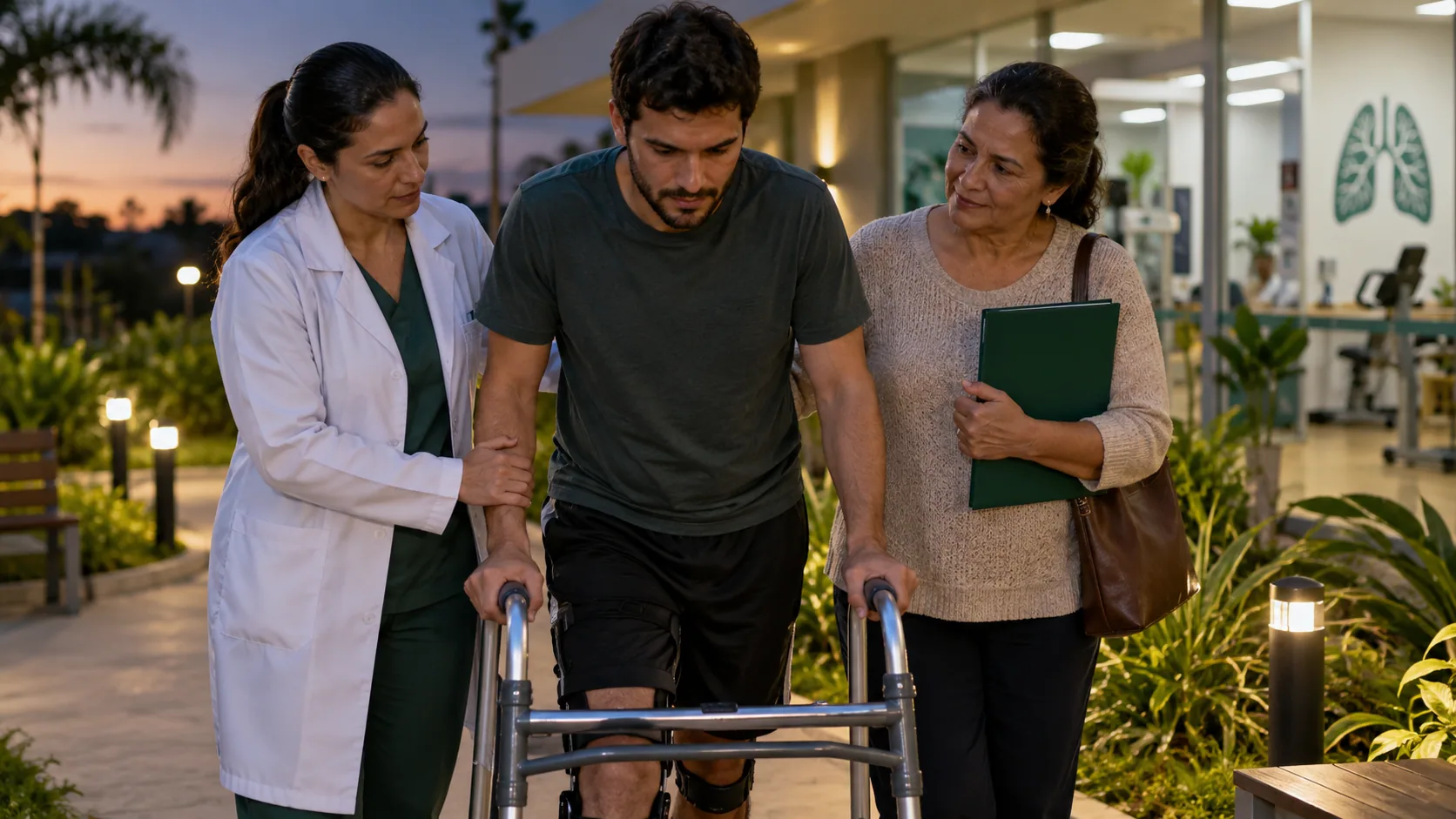 Cena editorial realista sobre Lesão Medular Incompleta, produzida para o Garante Direito