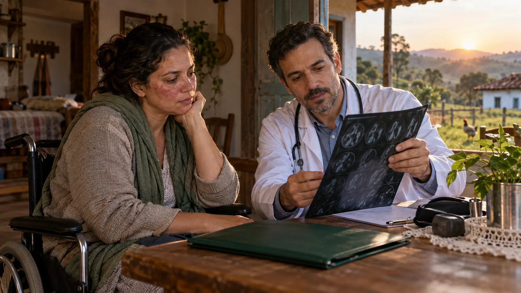 Cena editorial realista sobre Lúpus em atividade, produzida para o Garante Direito