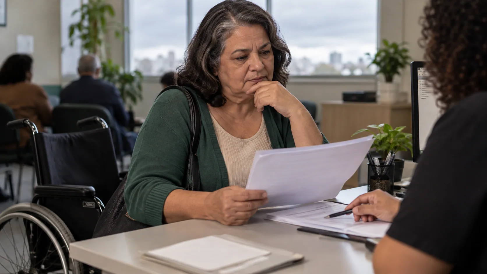 Cena editorial realista sobre Pente-fino para Beneficiário com Mais de 55 Anos e 15 Anos de Benefício, produzida para o Garante Direito