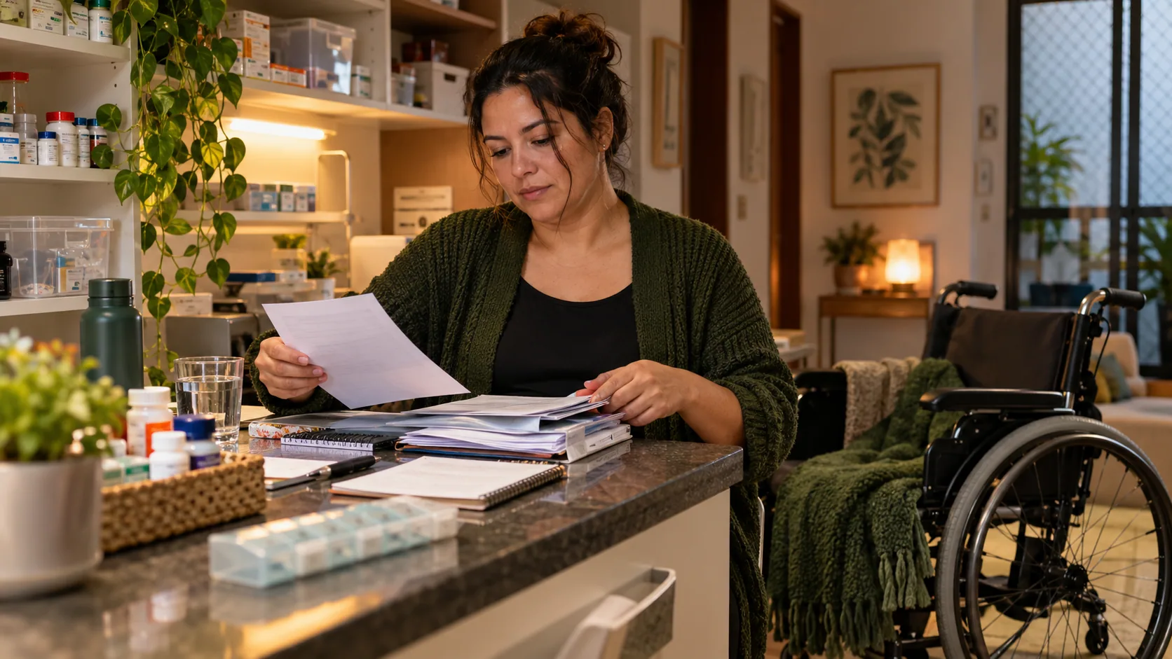 Cena editorial realista sobre TEPT complexo com isolamento social, produzida para o Garante Direito