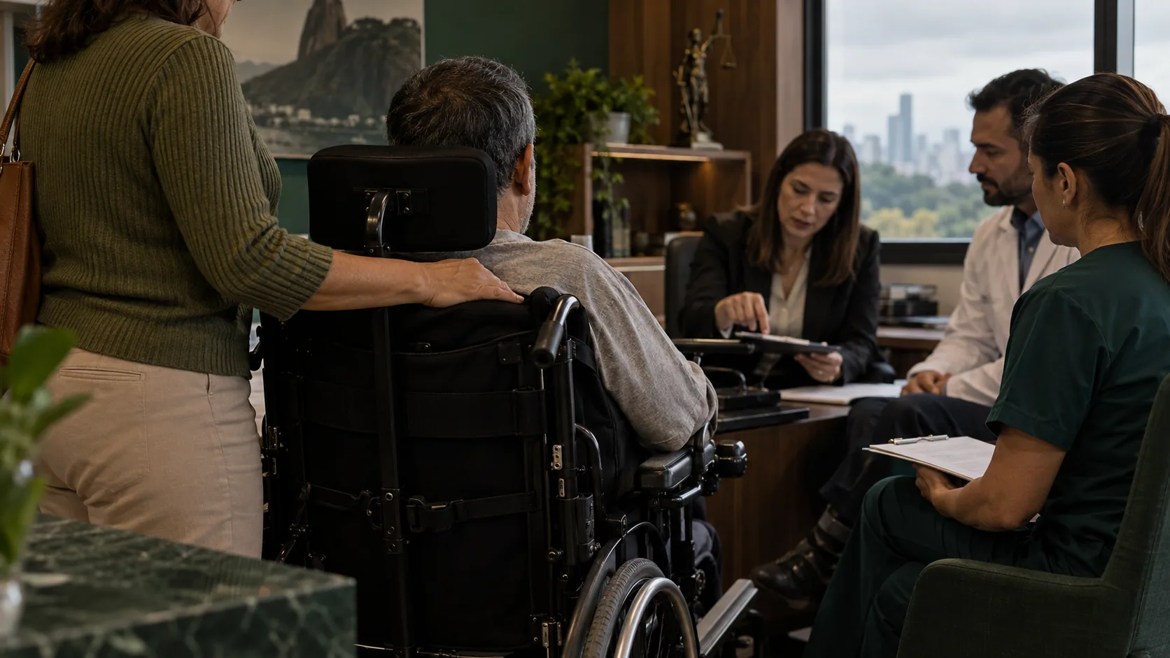 Cena editorial realista sobre Tetraplegia, produzida para o Garante Direito