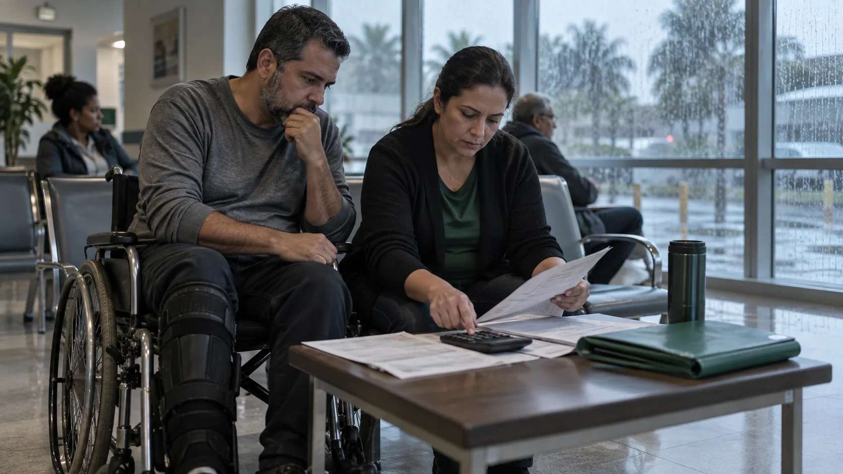 Cena editorial realista sobre Valor do Benefício em Acidente de Trabalho, produzida para o Garante Direito